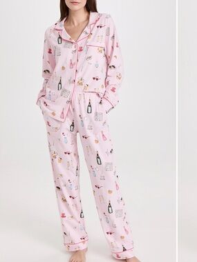 BEDHEAD PJ’S Long Sleeve Classic Stretch Jersey PJ Set,pink